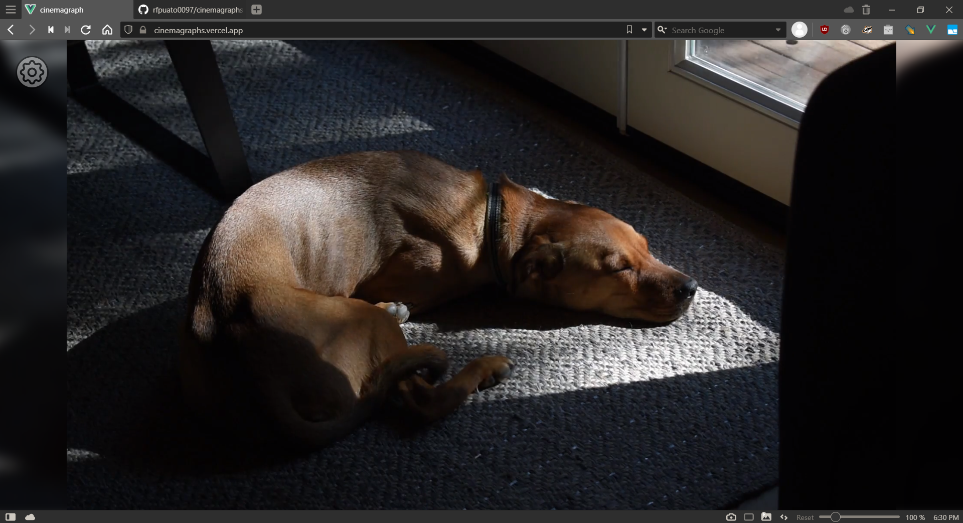 Screentshot of Cinemagraph Window