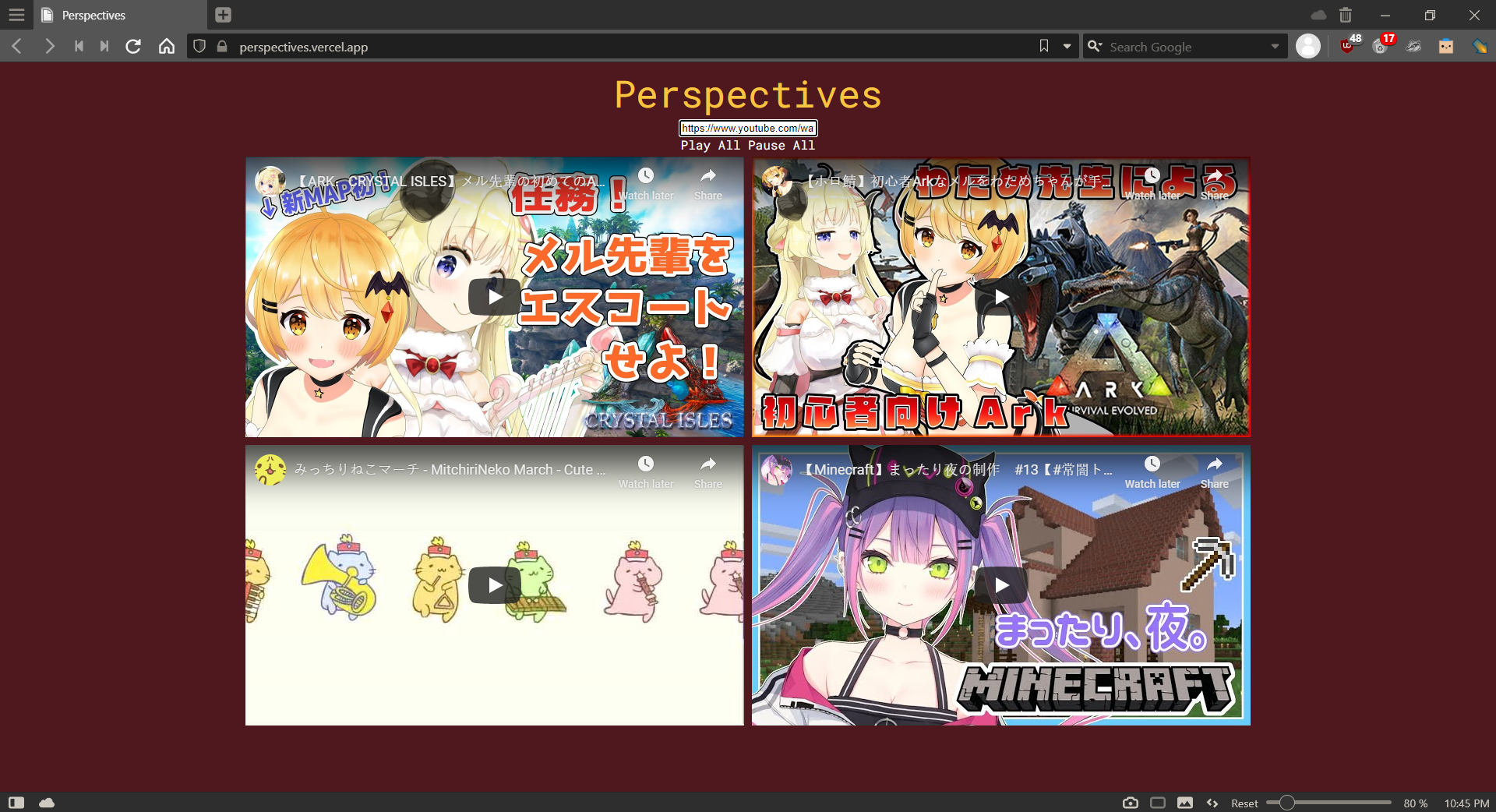 Screenshot of Perspectives.